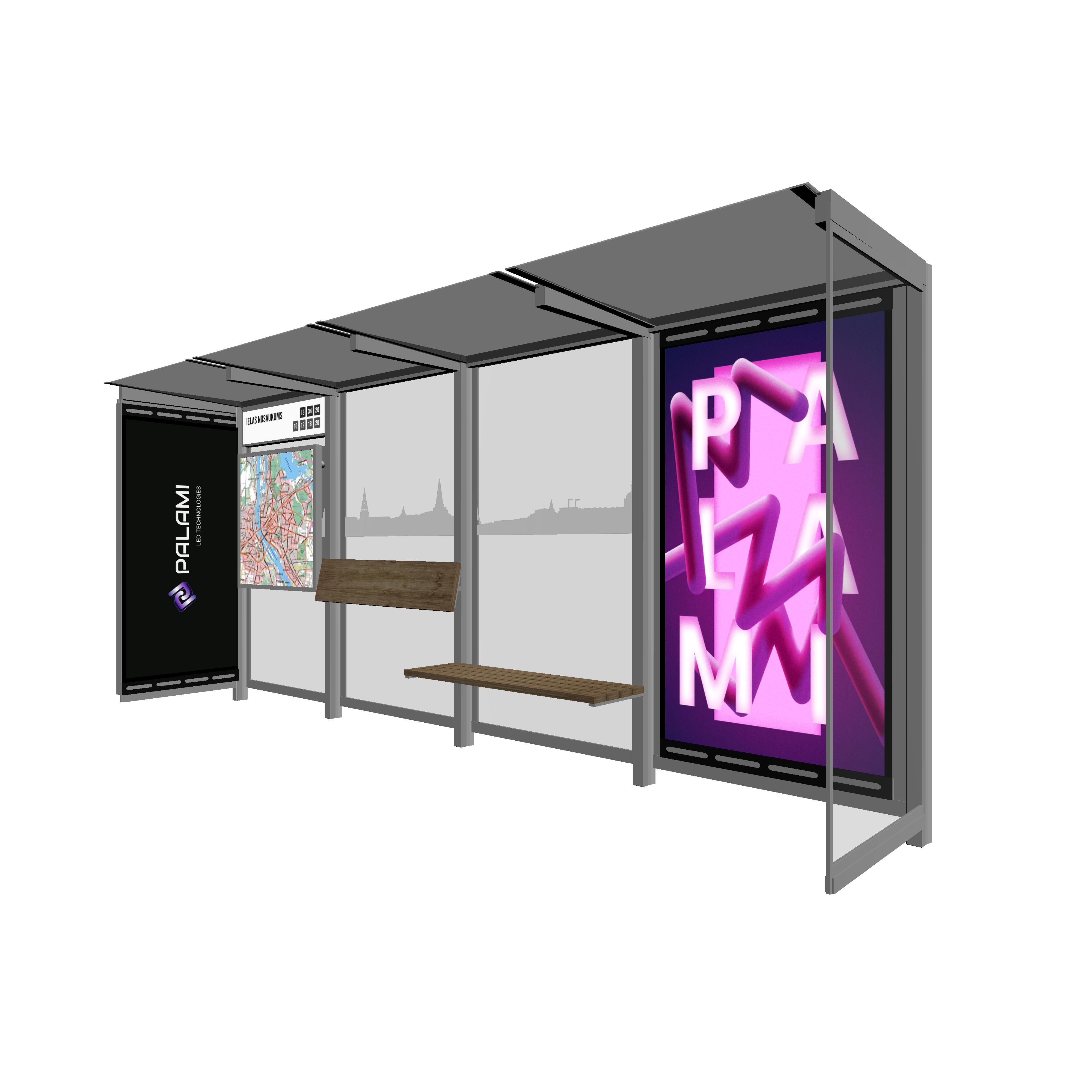 Bus Shelter RIGA XL-Size by PALAMI Group - Extremely Spacious And Maximum Visibility Outdoor Advertising Shelter