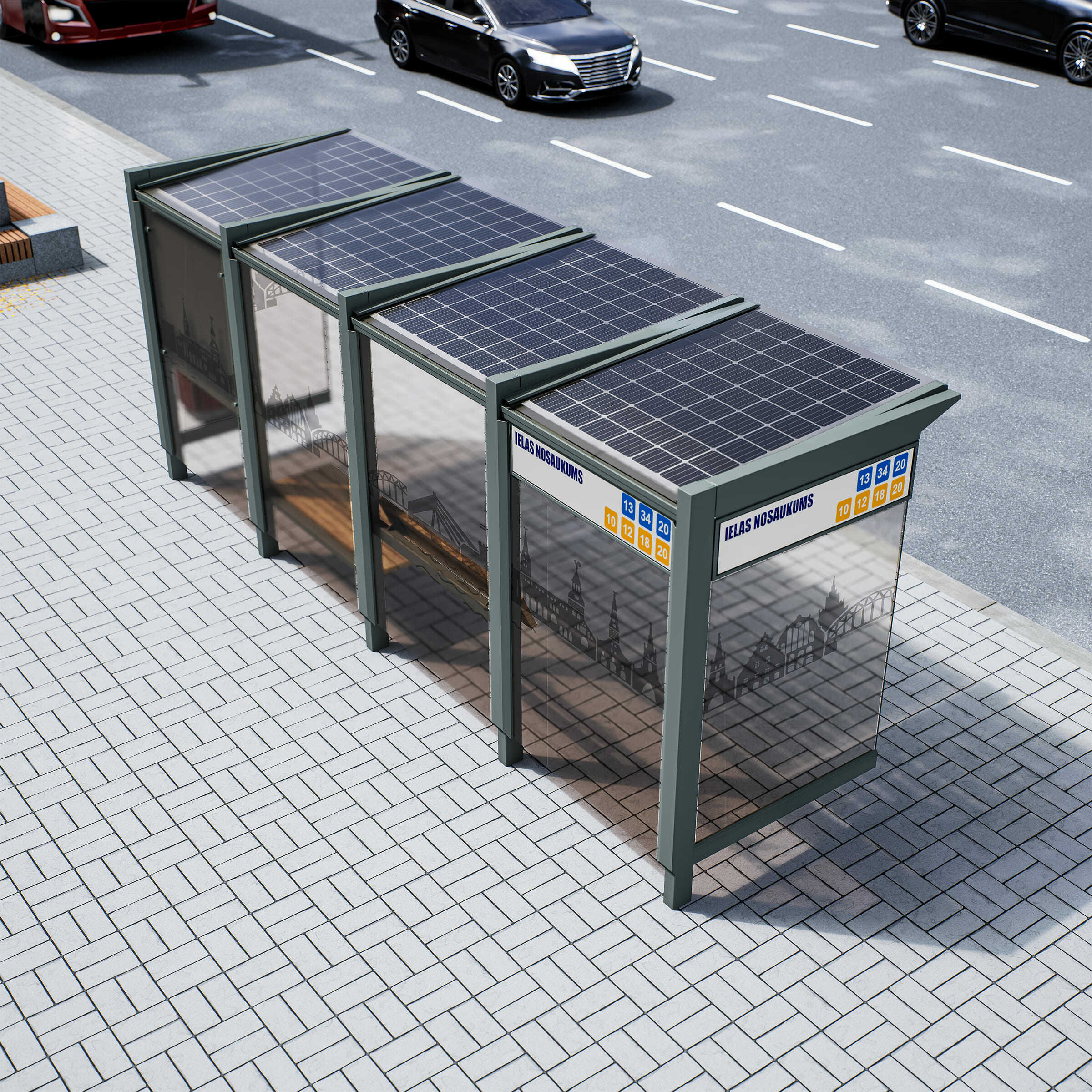 Bus Shelter RIGA XL-Size by PALAMI Group - Extremely Spacious And Maximum Visibility Outdoor Advertising Shelter
