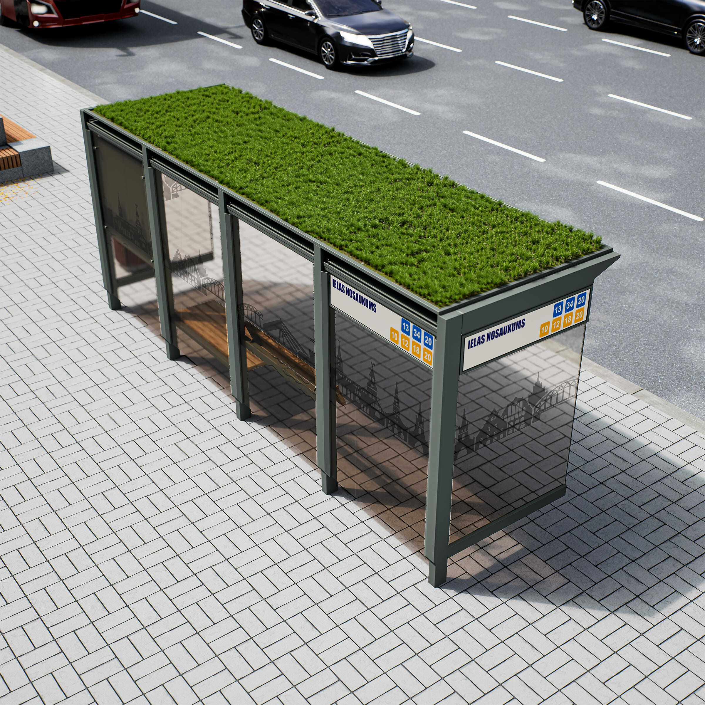 Bus Shelter RIGA XL-Size by PALAMI Group - Extremely Spacious And Maximum Visibility Outdoor Advertising Shelter